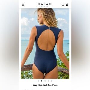 NWT- size L - Hapari Blue One Piece Swimsuit with Keyhole Back